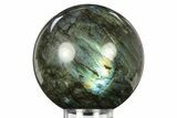 Flashy, Polished Labradorite Sphere - Great Color Play #277258-1